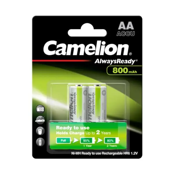 camelion ni mh always ready hr6 aa 800mah bp2